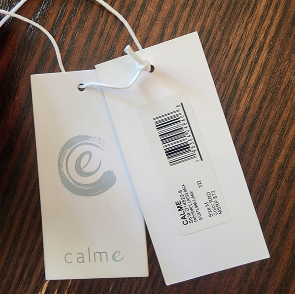 Calme x Johnny Was Endurance Cross Back Sports Bra II in Red with White Contrast - Picture 5 of 5